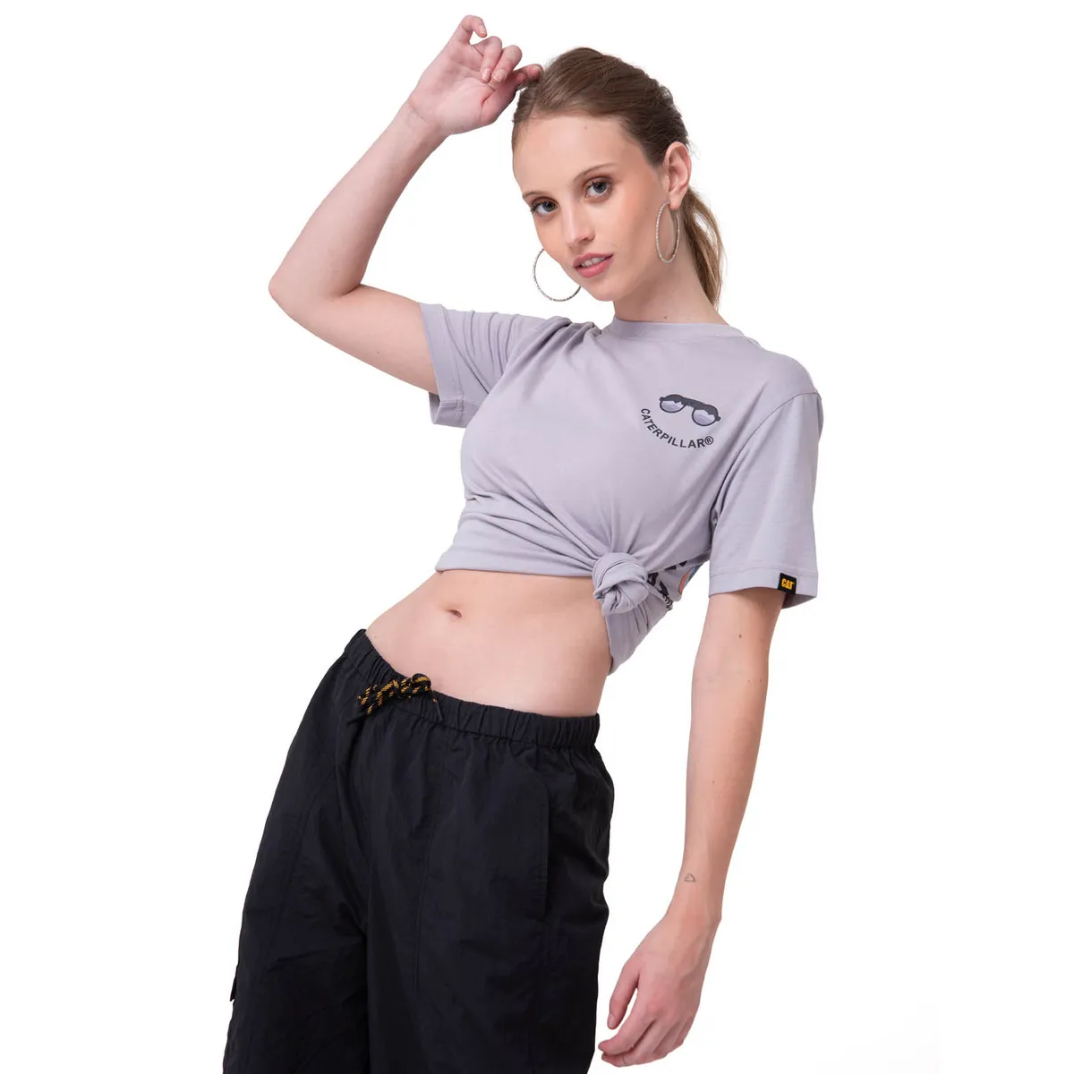 CAT - Polera Manga Corta Mujer Diseño Gráfico Lila CAT