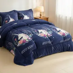 GENERICO - Plumon Plush Liso Con Chiporro 1.5 Plazas + 1 Funda Almohada - Multicolor - 1,5 Plazas