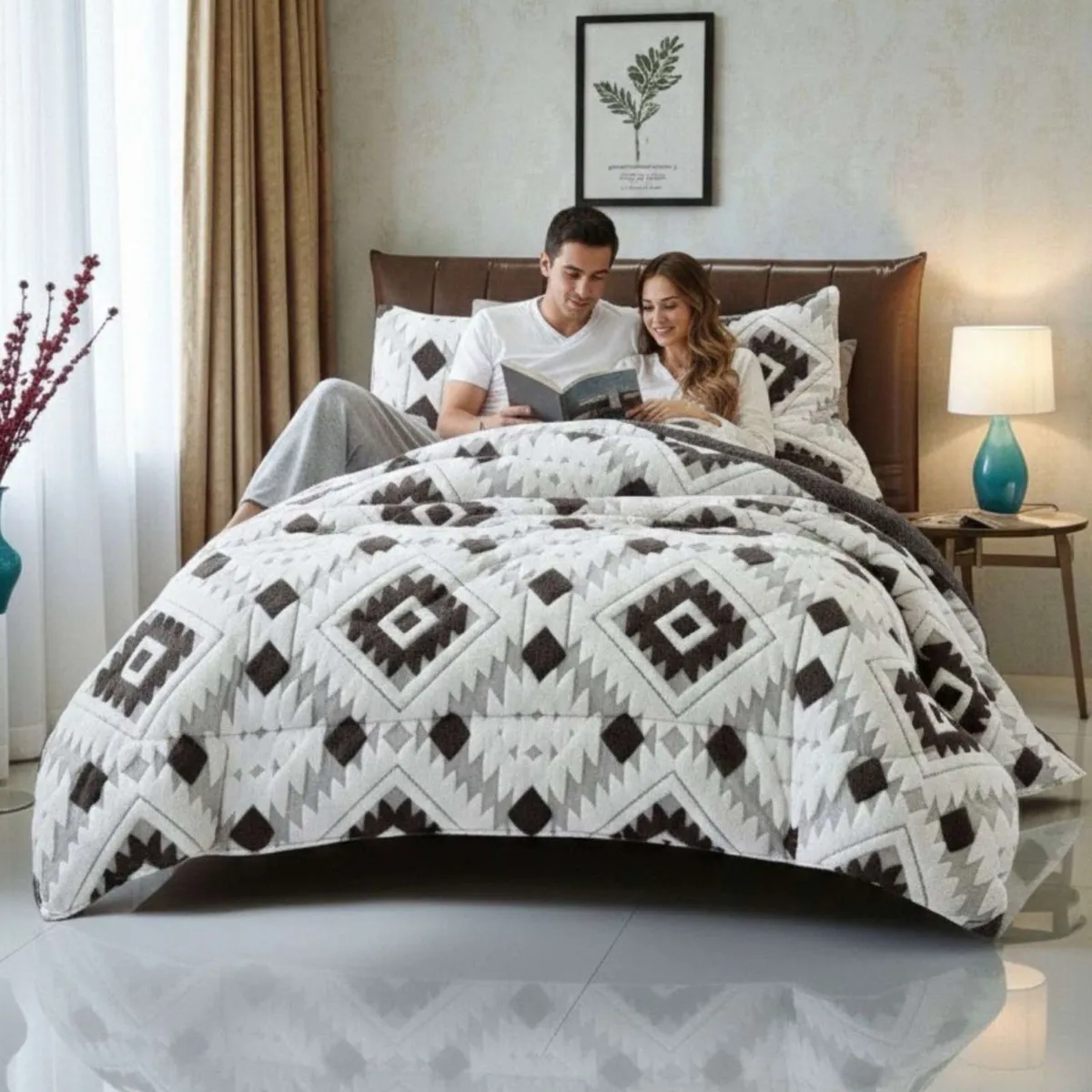 GENERICO - Cubrecama King Chiporro Diseño Jacquard Térmico Suave