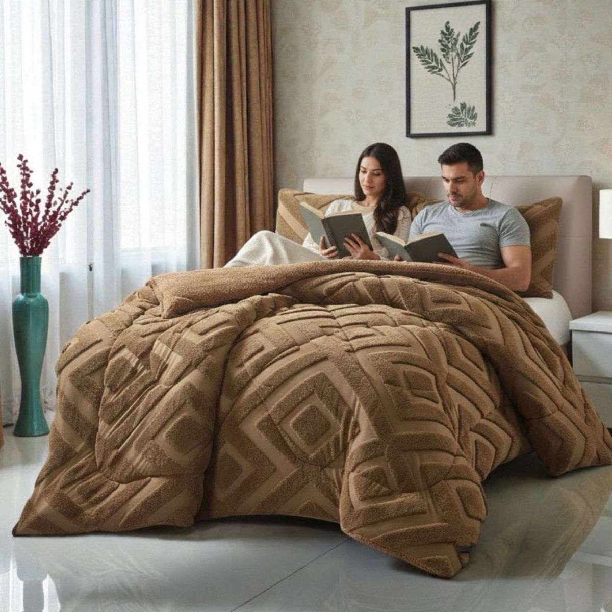 GENERICO - Cubrecama King Chiporro Diseño Geometrico Térmico Suave