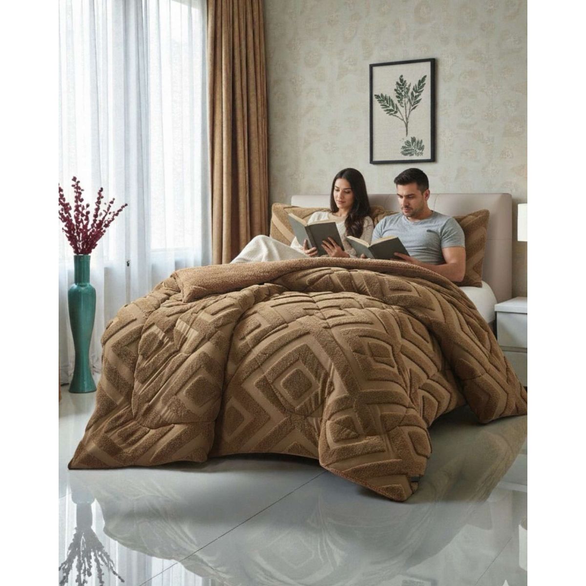 GENERICO - Cubrecama King Chiporro Diseño Geometrico Térmico Suave