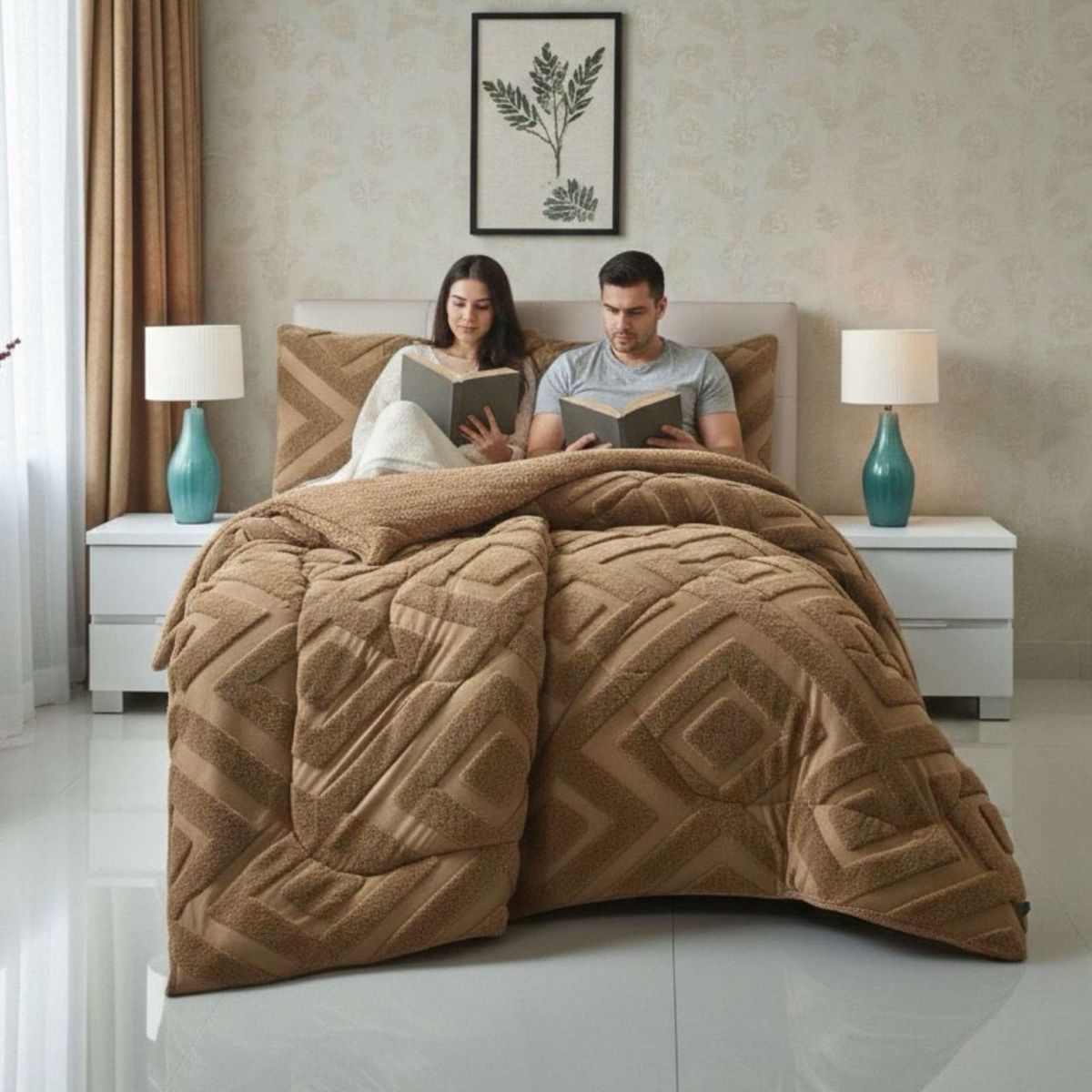 GENERICO - Cubrecama King Chiporro Diseño Geometrico Térmico Suave