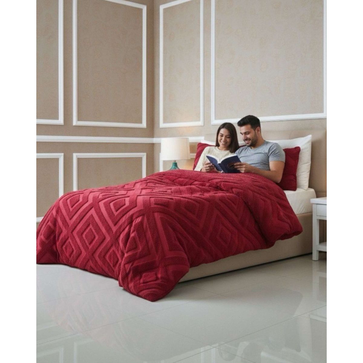 GENERICO - Cubrecama King Chiporro Diseño Geometrico Térmico Suave