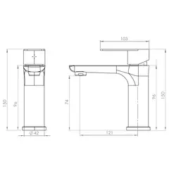 STRETTO - Monomando Llave Grifo Para Lavamanos Lavatorio Modelo Bruna Marca Color Cromo Cromado