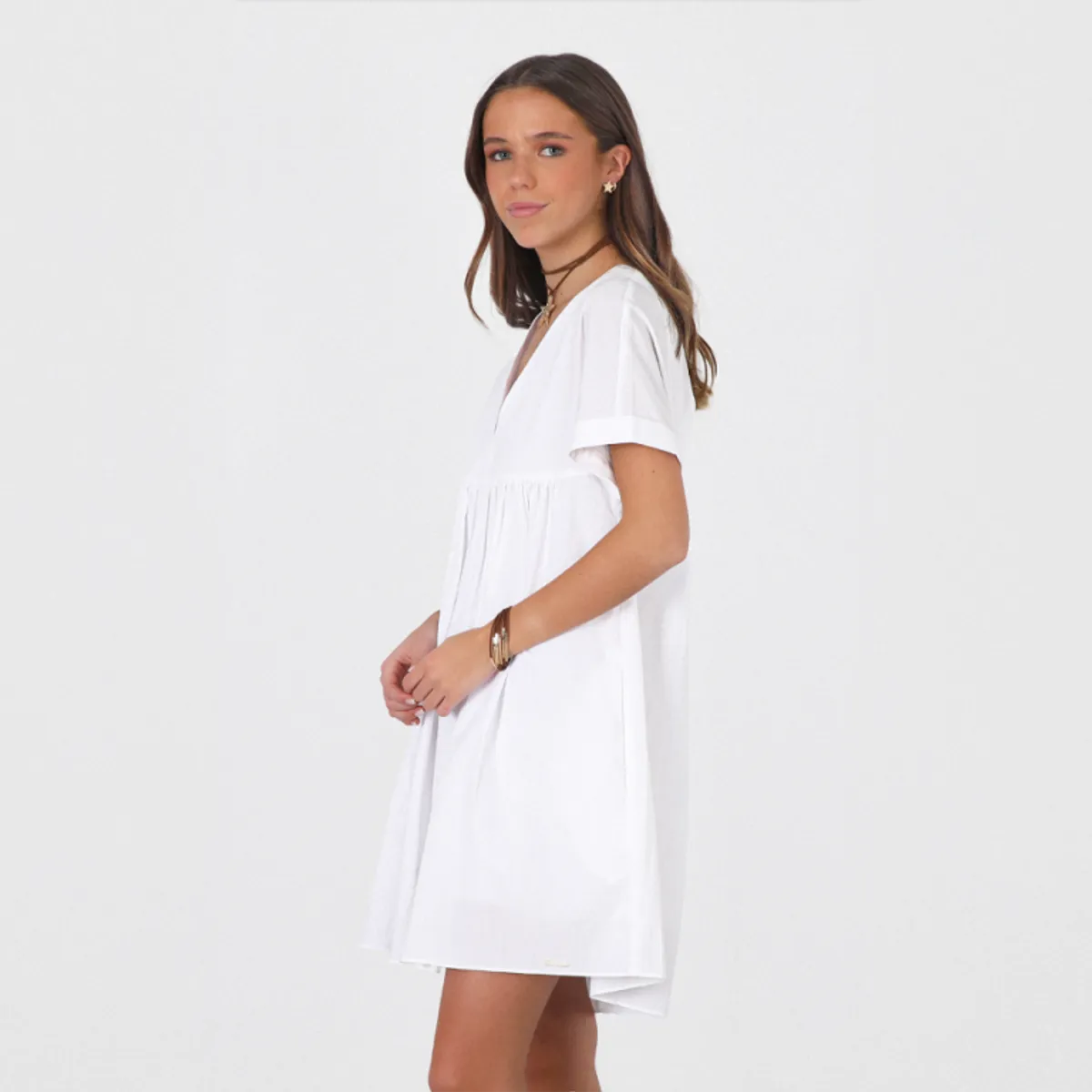 RAINDOOR - Vestido Camisero Blanco Mujer Raindoor