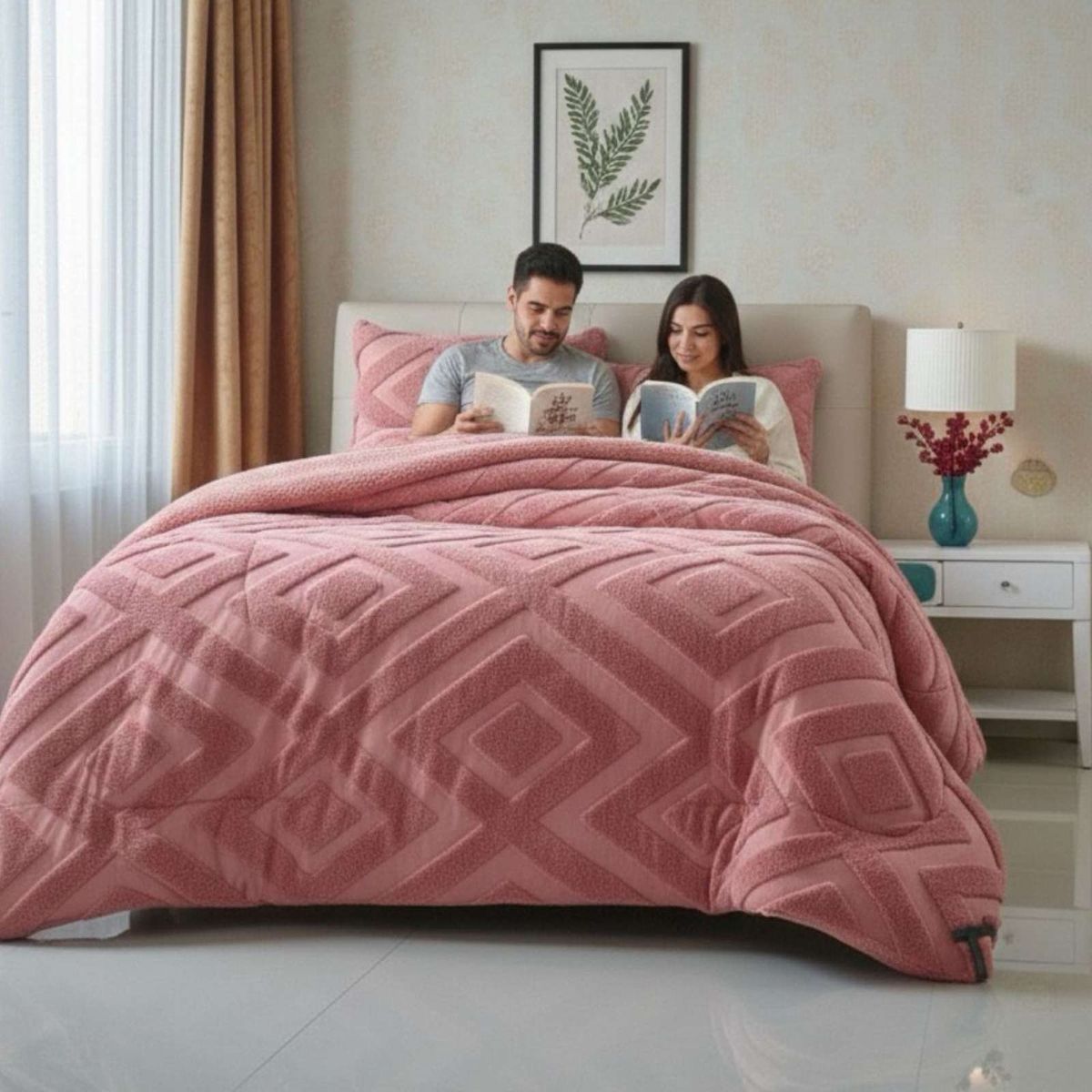 GENERICO - Cubrecama King Chiporro Diseño Geometrico Térmico Suave