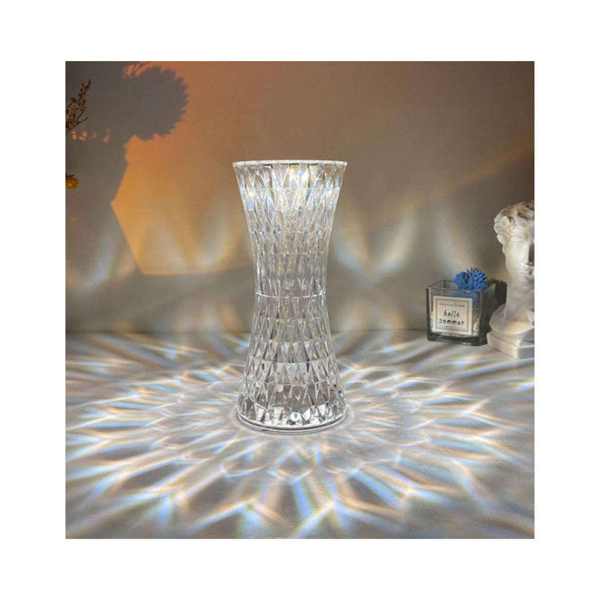 GENERICO - Lámpara de Mesa LED Touch de Cristal  Recargable USB con Multicolores RGB