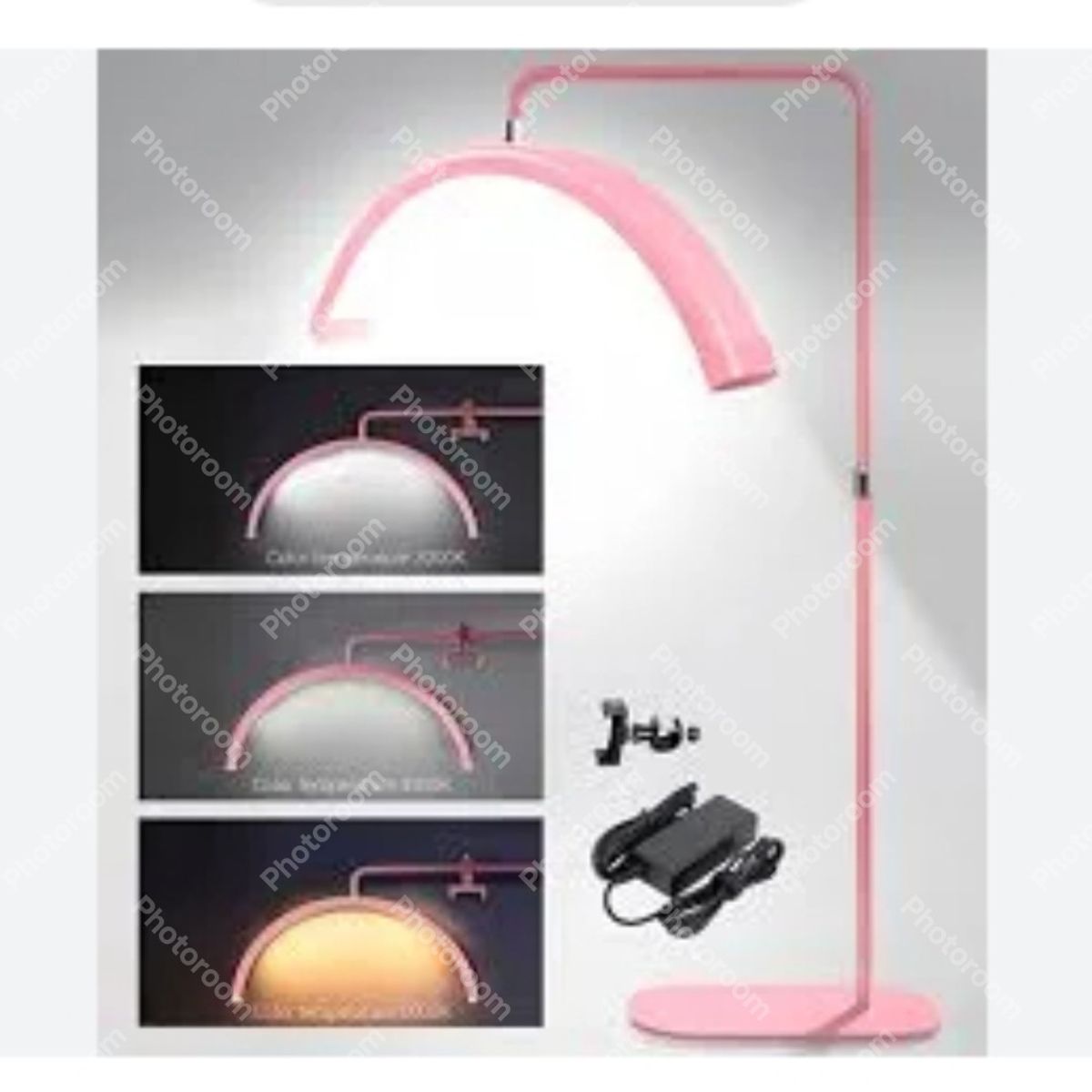 ANGELES DEL HOGAR - LAMPARA LED MEDIA LUNA PARA TRABAJOS ESTETICOS ROSA