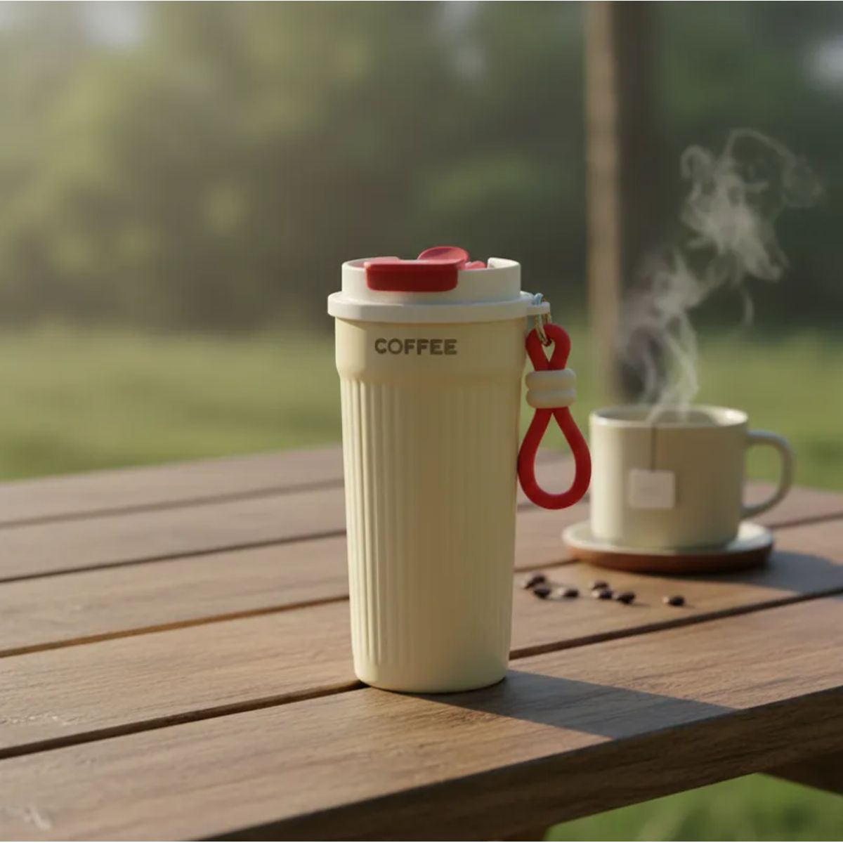 GENERICO - Vaso Térmico Para Café 550ml Portátil Con Tapa Y Correa