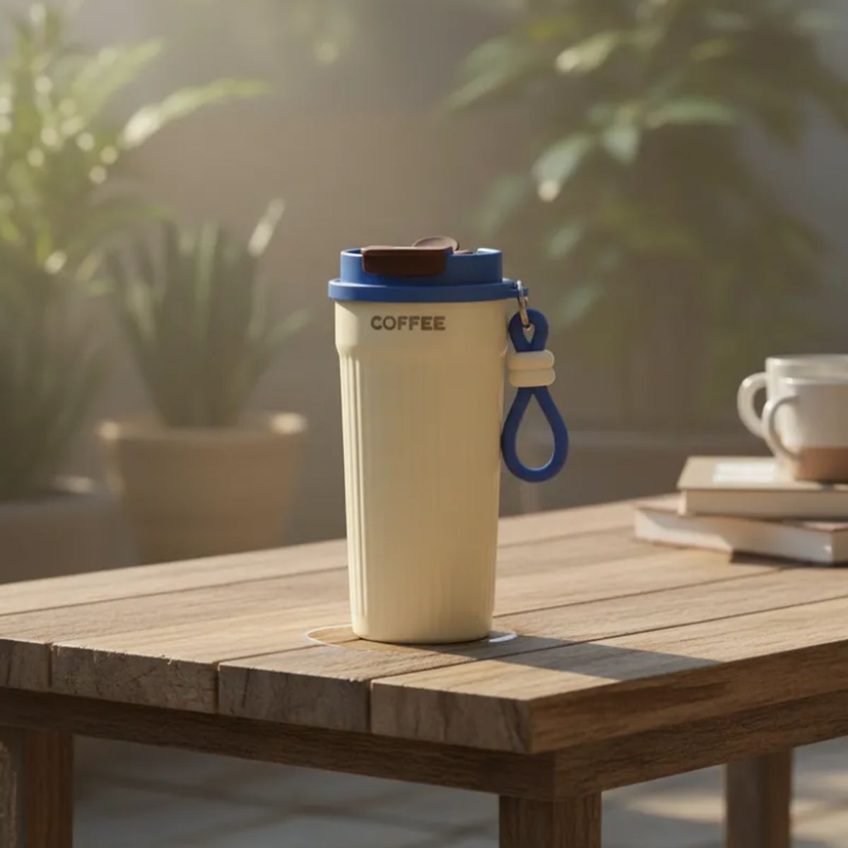 GENERICO - Vaso Térmico Para Café 550ml Portátil Con Tapa Y Correa