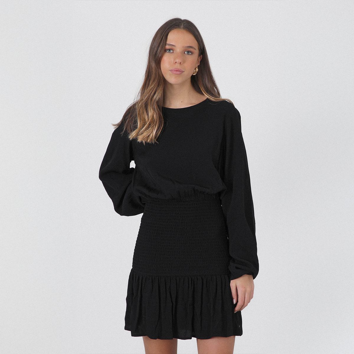 RAINDOOR - Vestido Panal Negro Mujer Raindoor