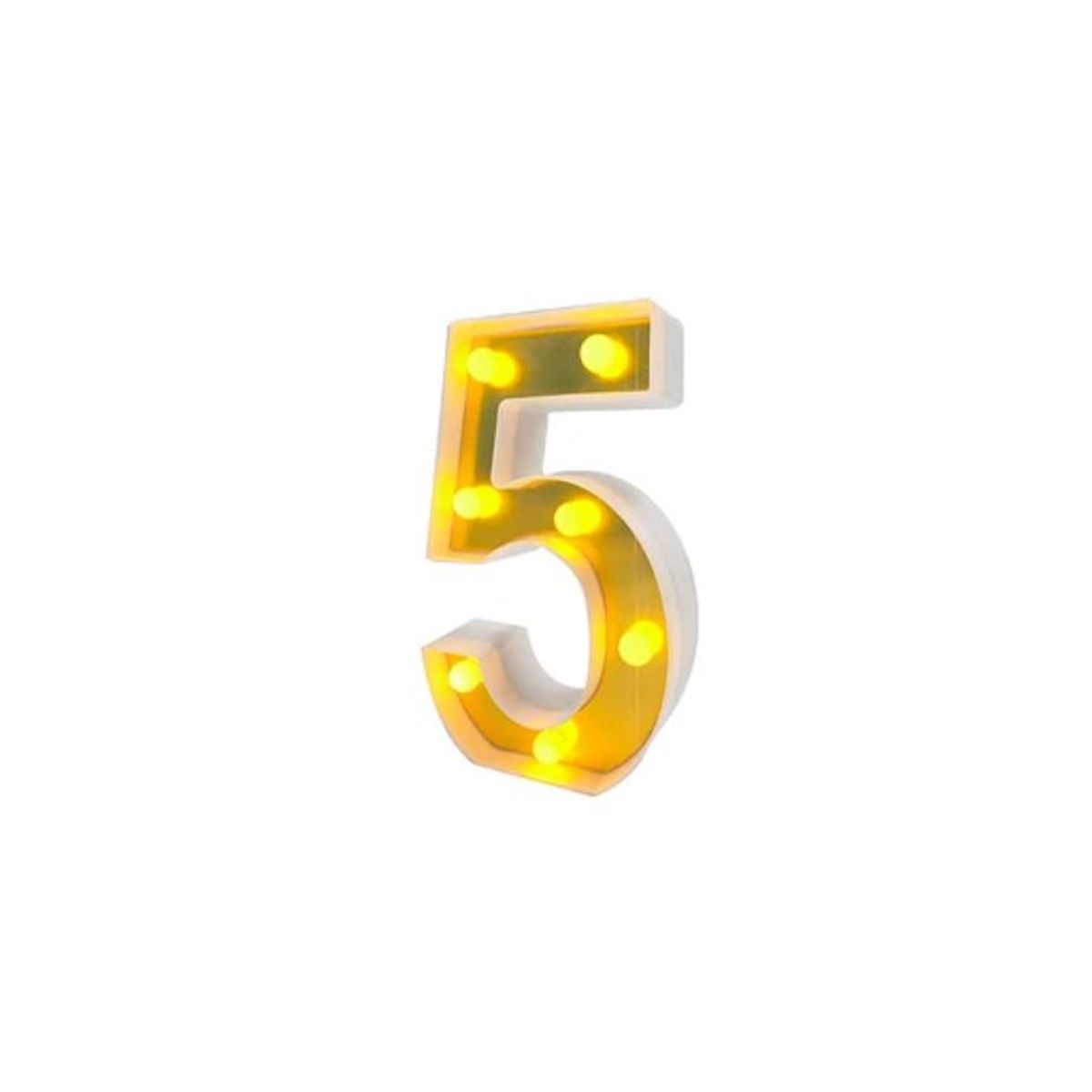 GENERICO - Numero con luz led 5 Dorado