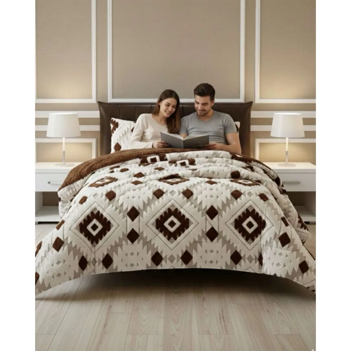 GENERICO - Cubrecama Chiporro Diseño Jacquard 2 plazas Otoño-Invierno
