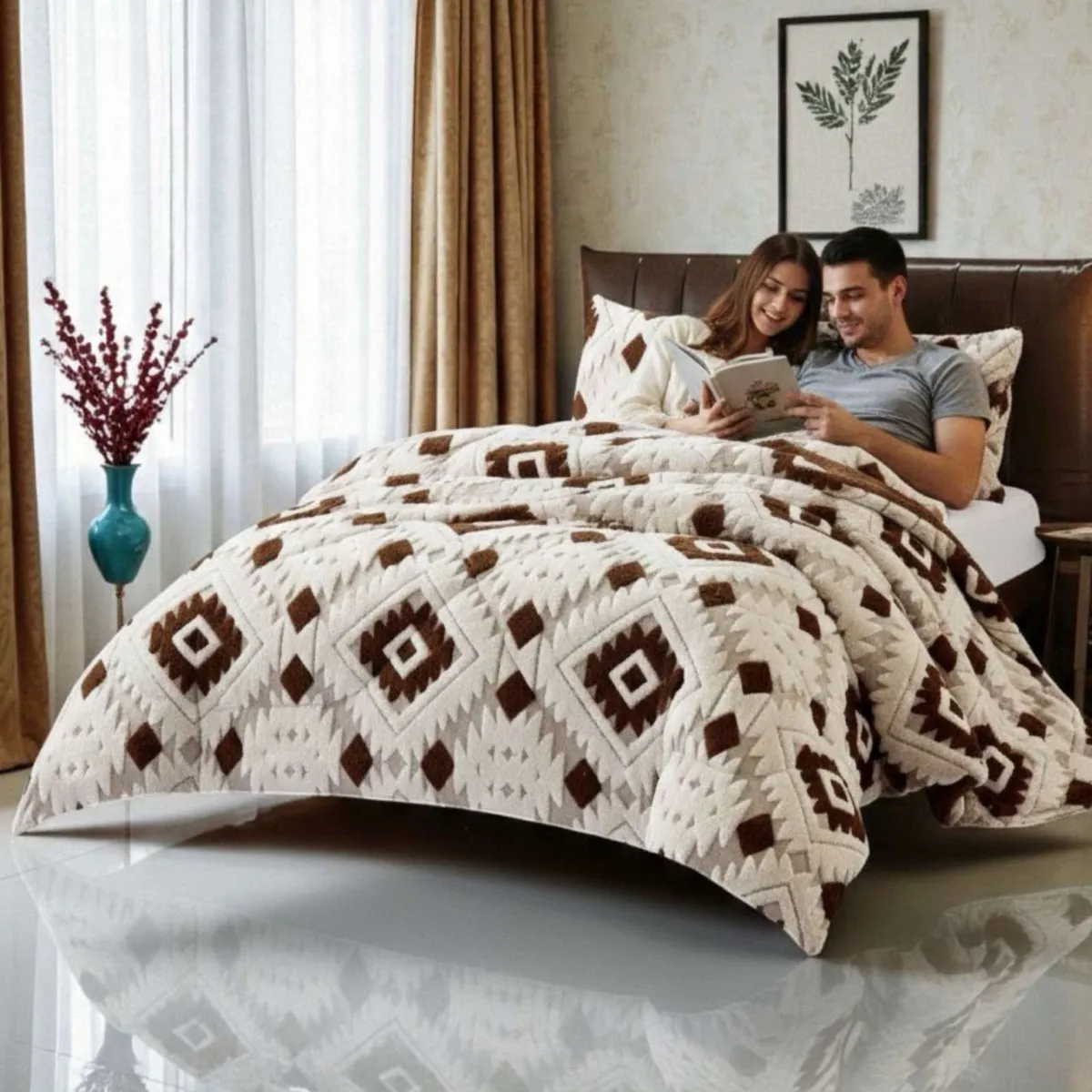 GENERICO - Cubrecama Chiporro Diseño Jacquard 2 plazas Otoño-Invierno