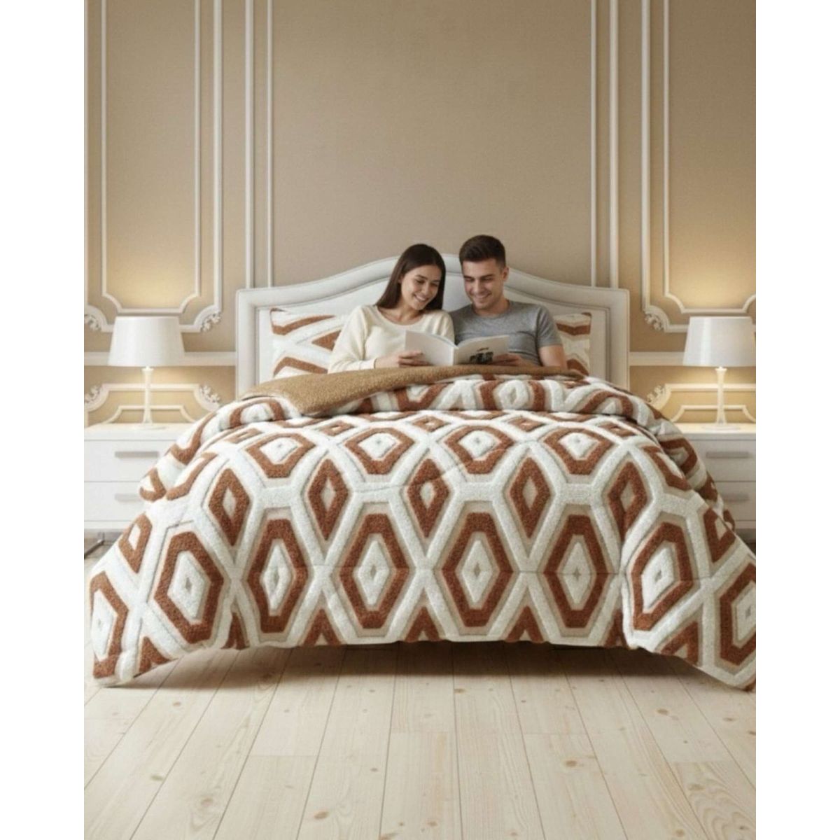 GENERICO - Cubrecama Chiporro Diseño Jacquard 2 plazas Otoño-Invierno