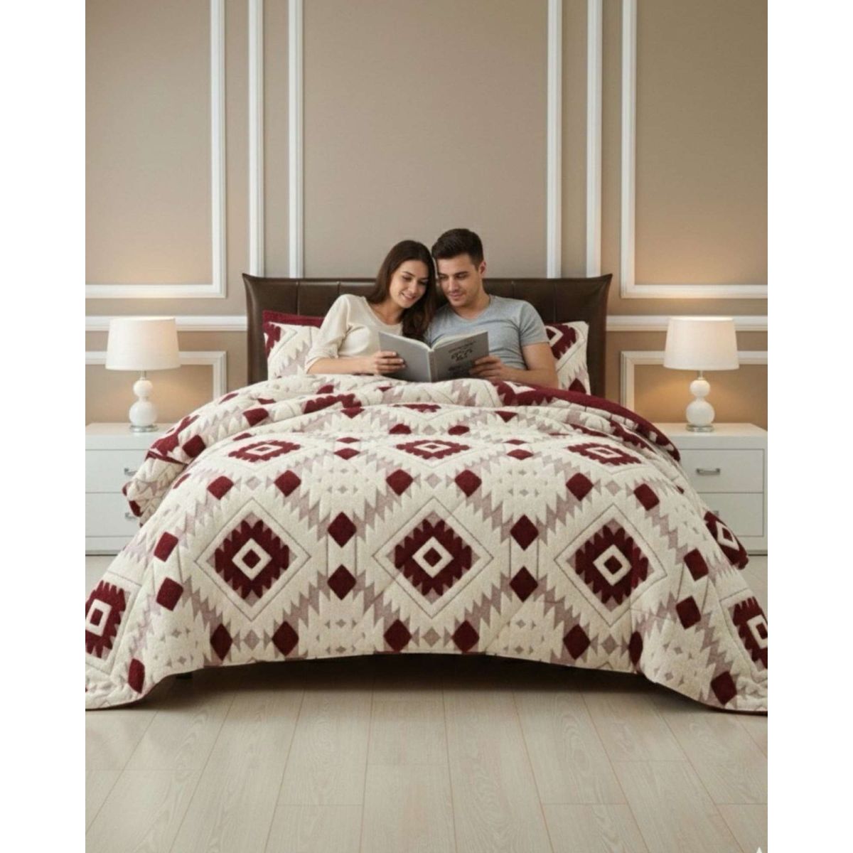 GENERICO - Cubrecama Chiporro Diseño Jacquard 2 plazas Otoño-Invierno