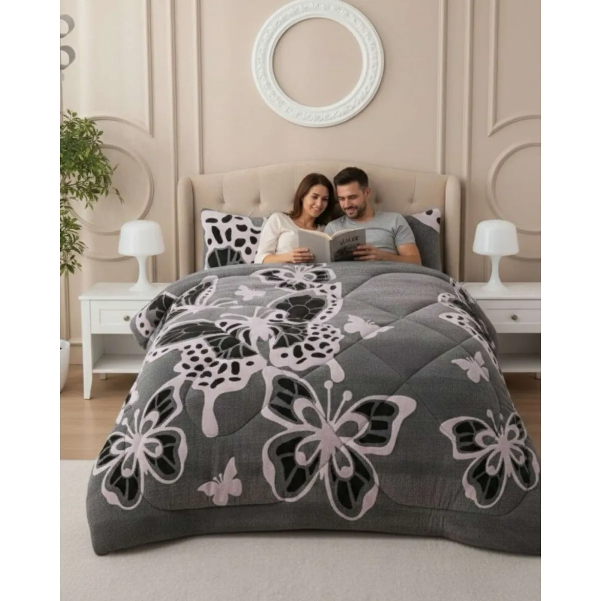GENERICO - Cubrecama Chiporro Diseño Jacquard 2 plazas Otoño-Invierno