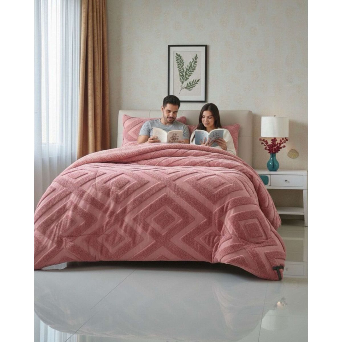 GENERICO - Cubrecama King Chiporro Diseño Geometrico Térmico Suave