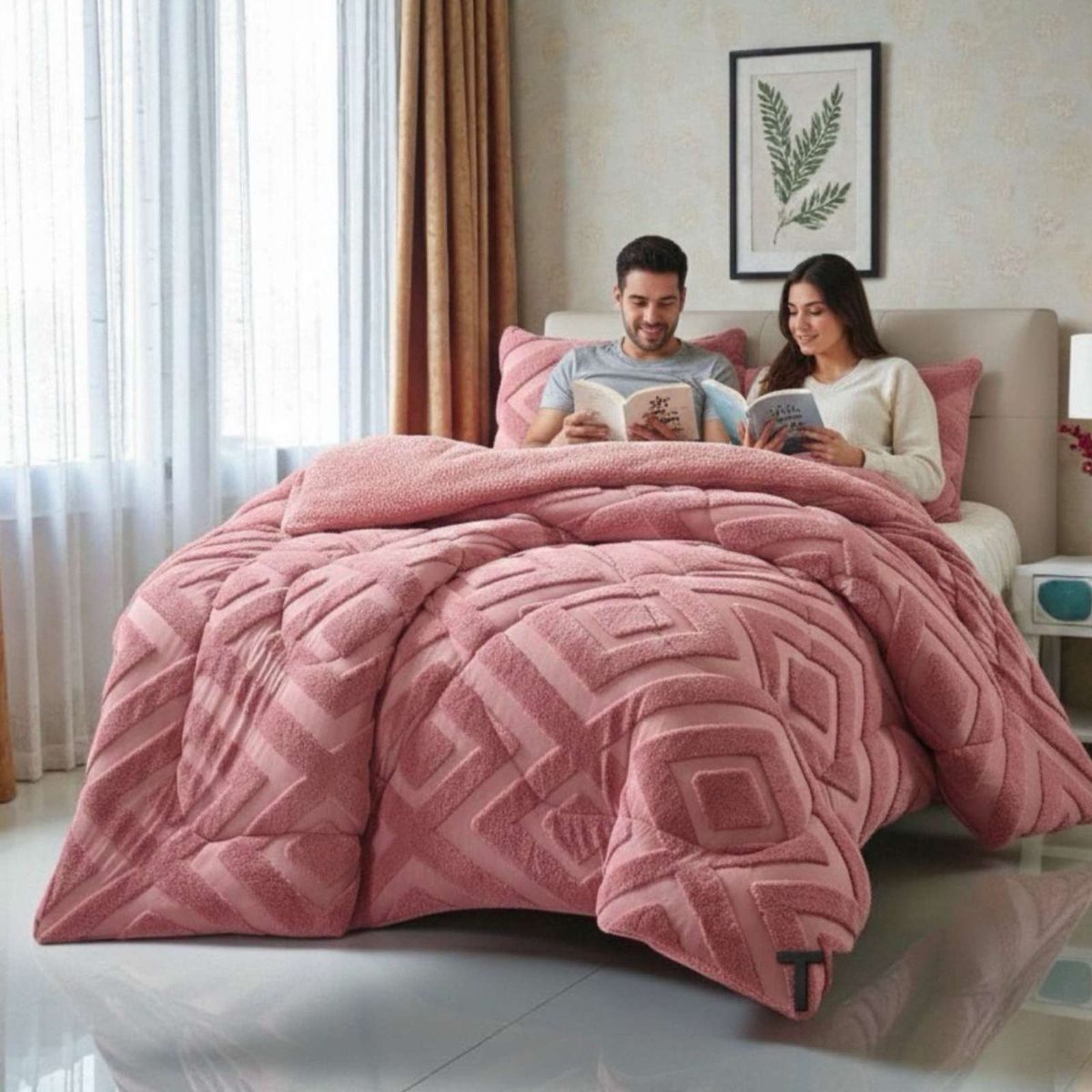 GENERICO - Cubrecama King Chiporro Diseño Geometrico Térmico Suave