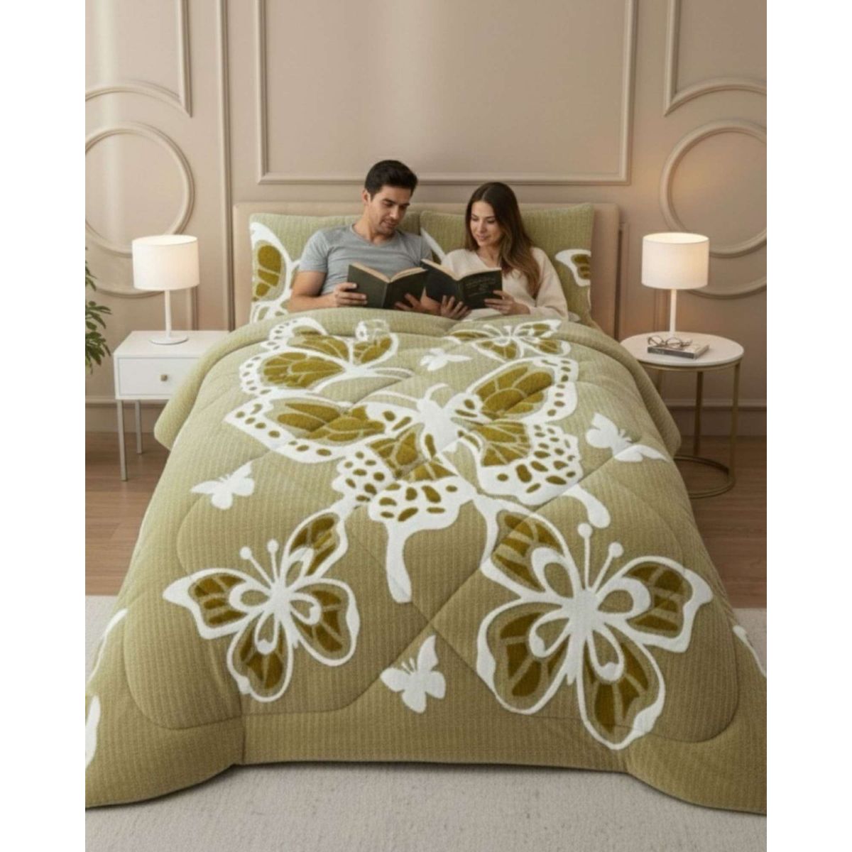 GENERICO - Cubrecama King Chiporro Diseño Mariposa Térmico Suave