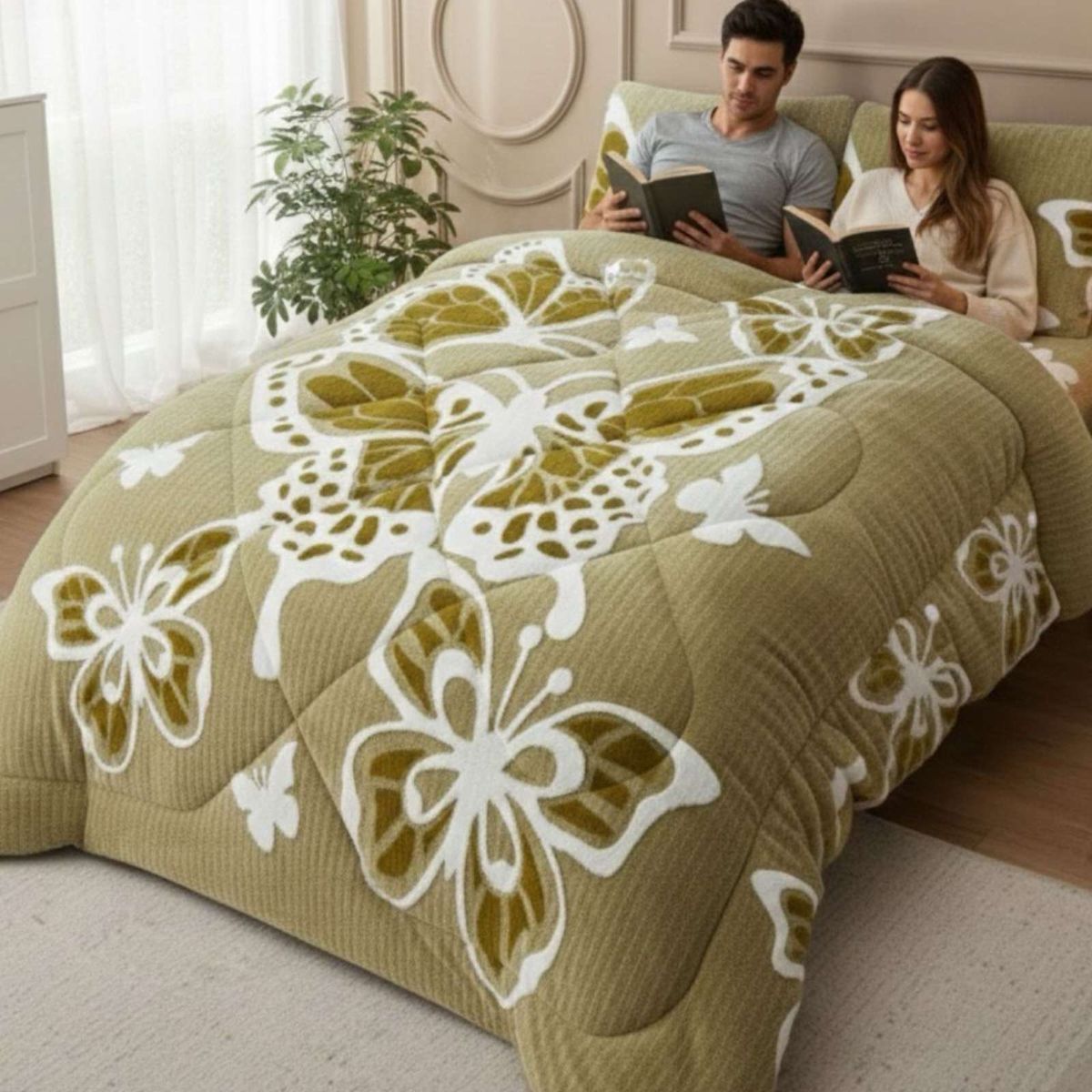 GENERICO - Cubrecama King Chiporro Diseño Mariposa Térmico Suave