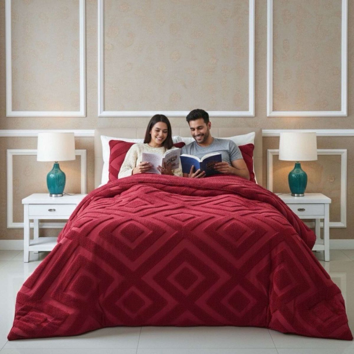 GENERICO - Cubrecama King Chiporro Diseño Geometrico Térmico Suave