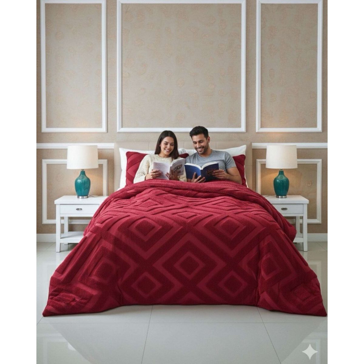 GENERICO - Cubrecama King Chiporro Diseño Geometrico Térmico Suave