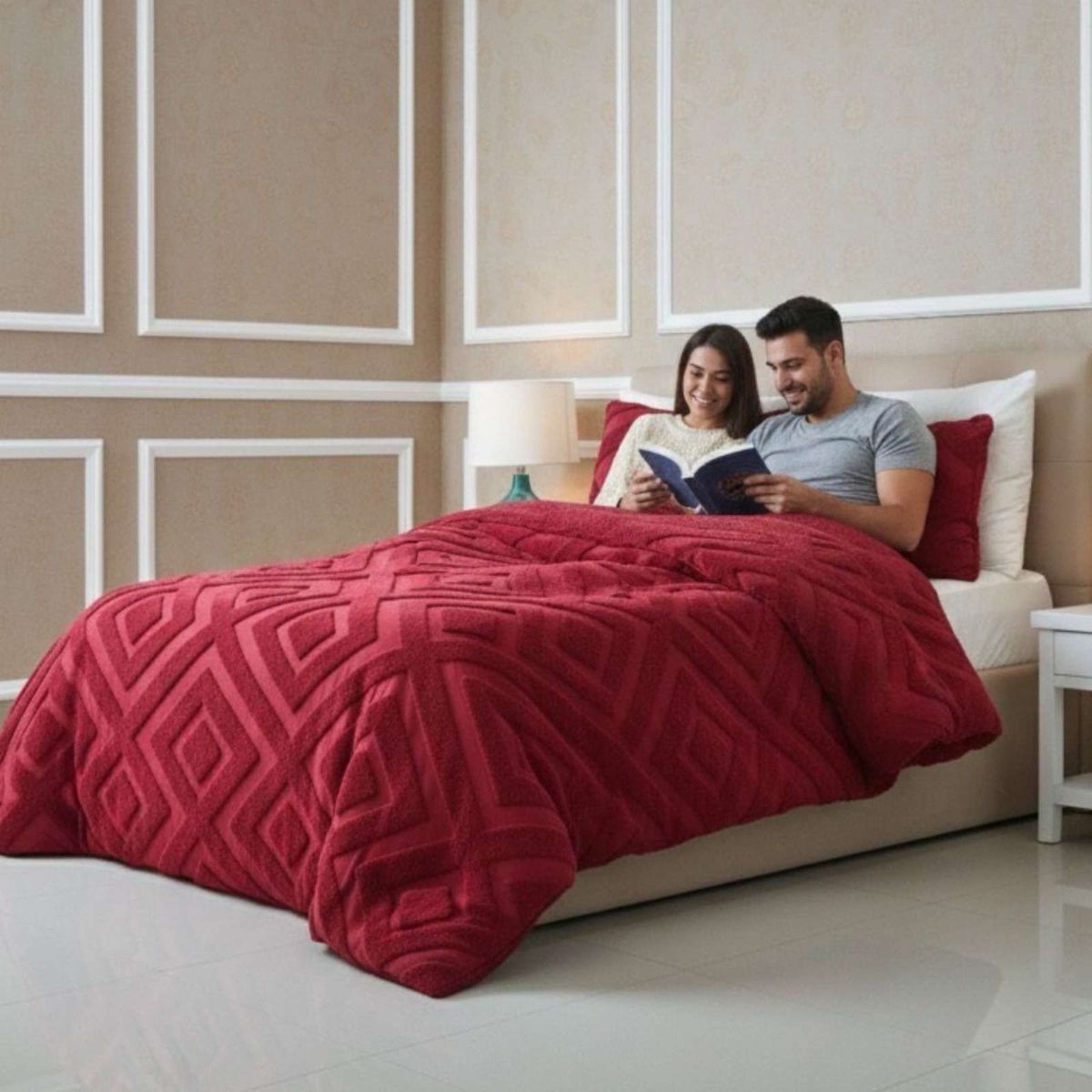 GENERICO - Cubrecama King Chiporro Diseño Geometrico Térmico Suave