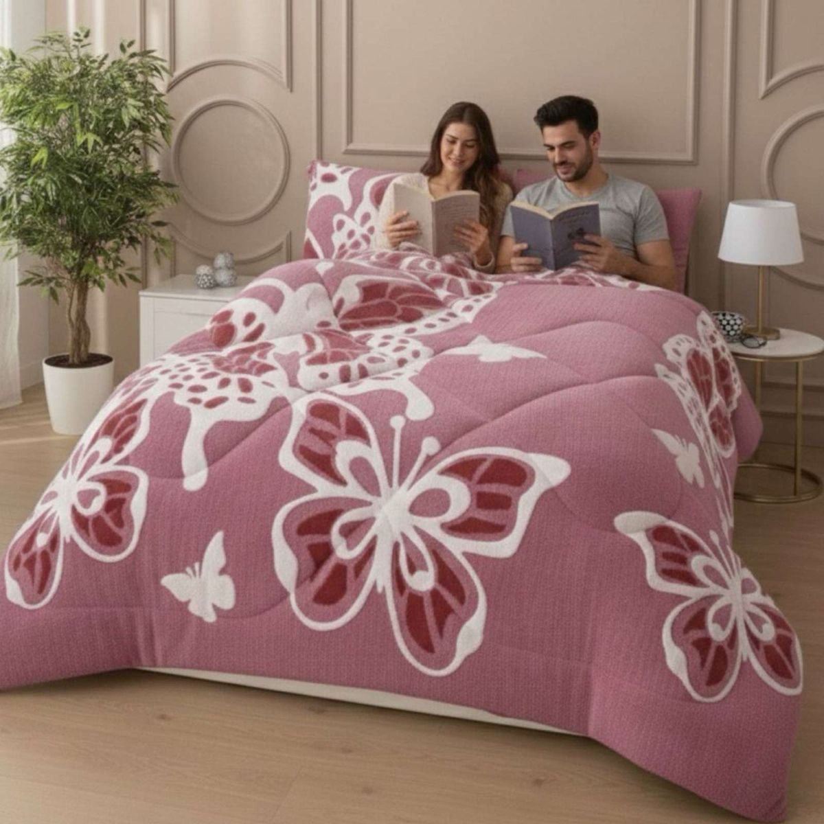 GENERICO - Cubrecama King Chiporro Diseño Mariposa Térmico Suave