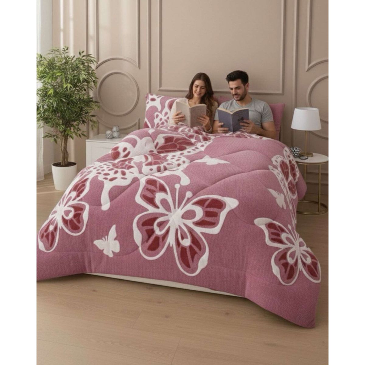 GENERICO - Cubrecama King Chiporro Diseño Mariposa Térmico Suave