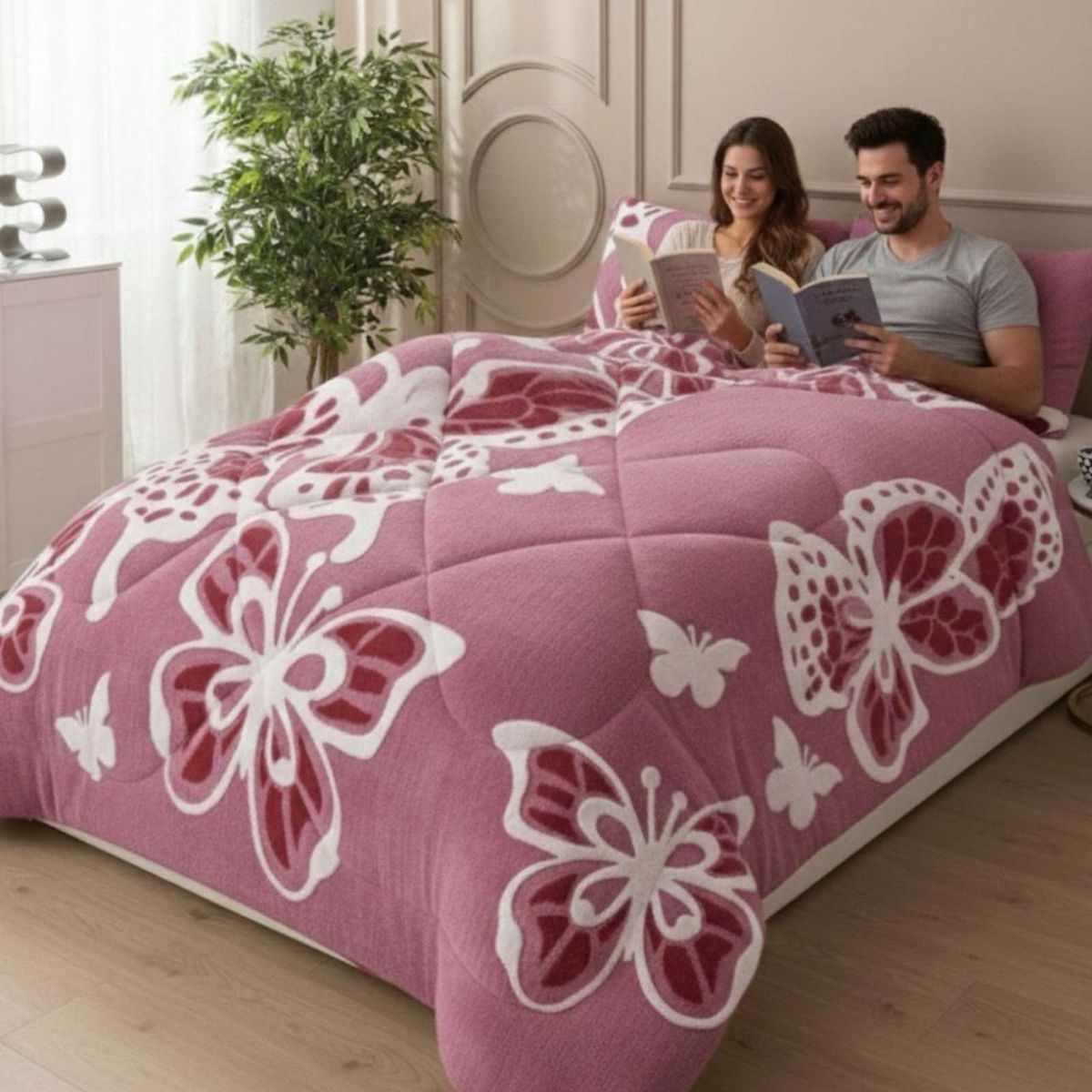 GENERICO - Cubrecama King Chiporro Diseño Mariposa Térmico Suave