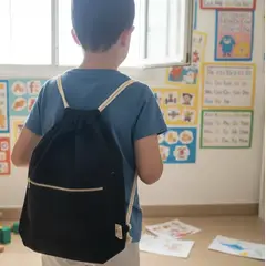 HAOKIDS - Mochila morral negra de lona multiuso Universidad Colegio bolso de viaje o deportes outdoor 40x30 cm