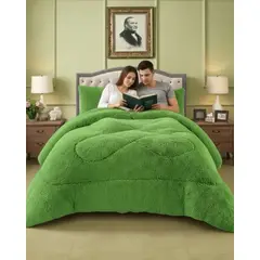 GENERICO - Plumón Cubrecama 2 plazas Sherpa Peludo Invierno Diseño Suave