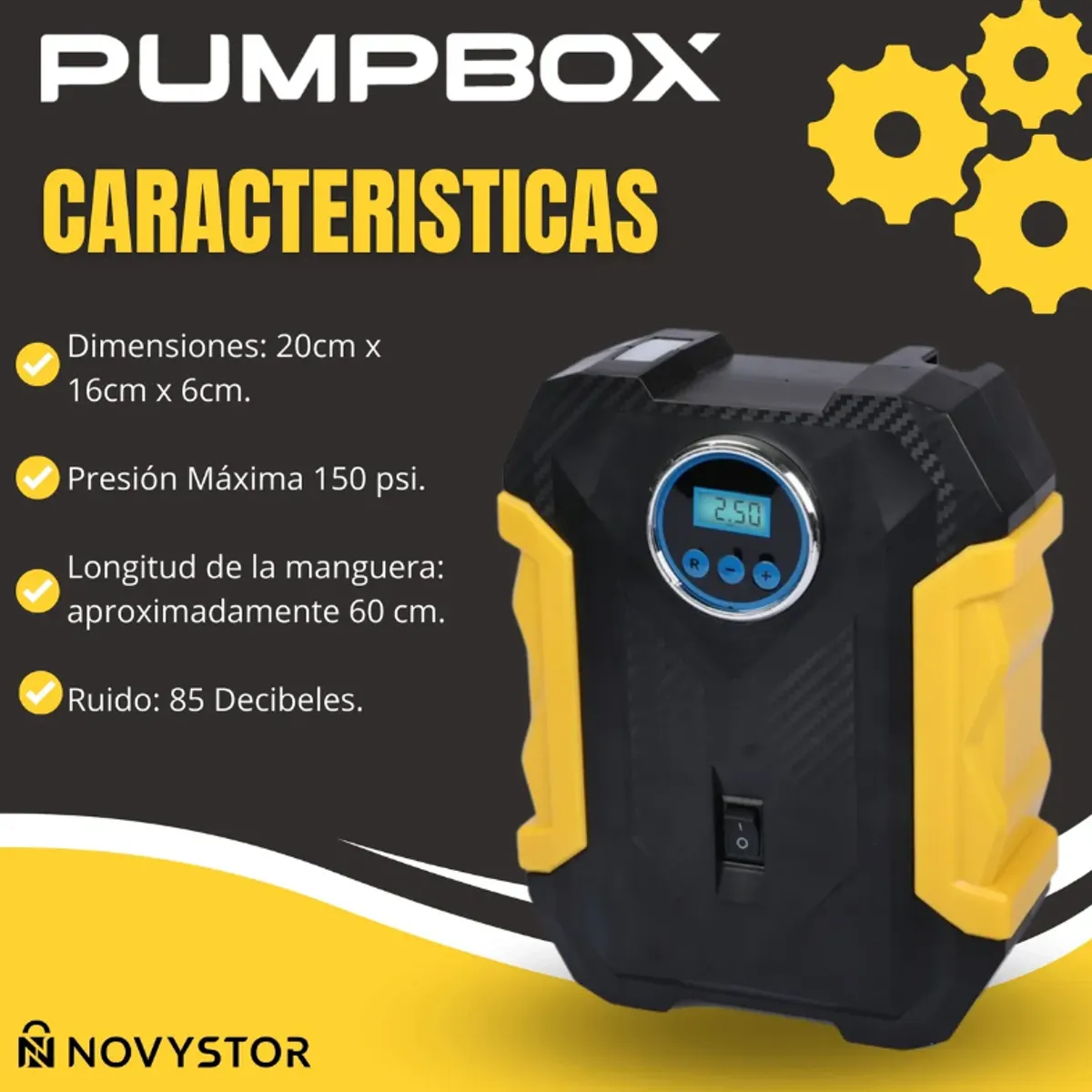 GENERICO - Compresor De Aire Portátil Digital Todo Neumático Color Negro