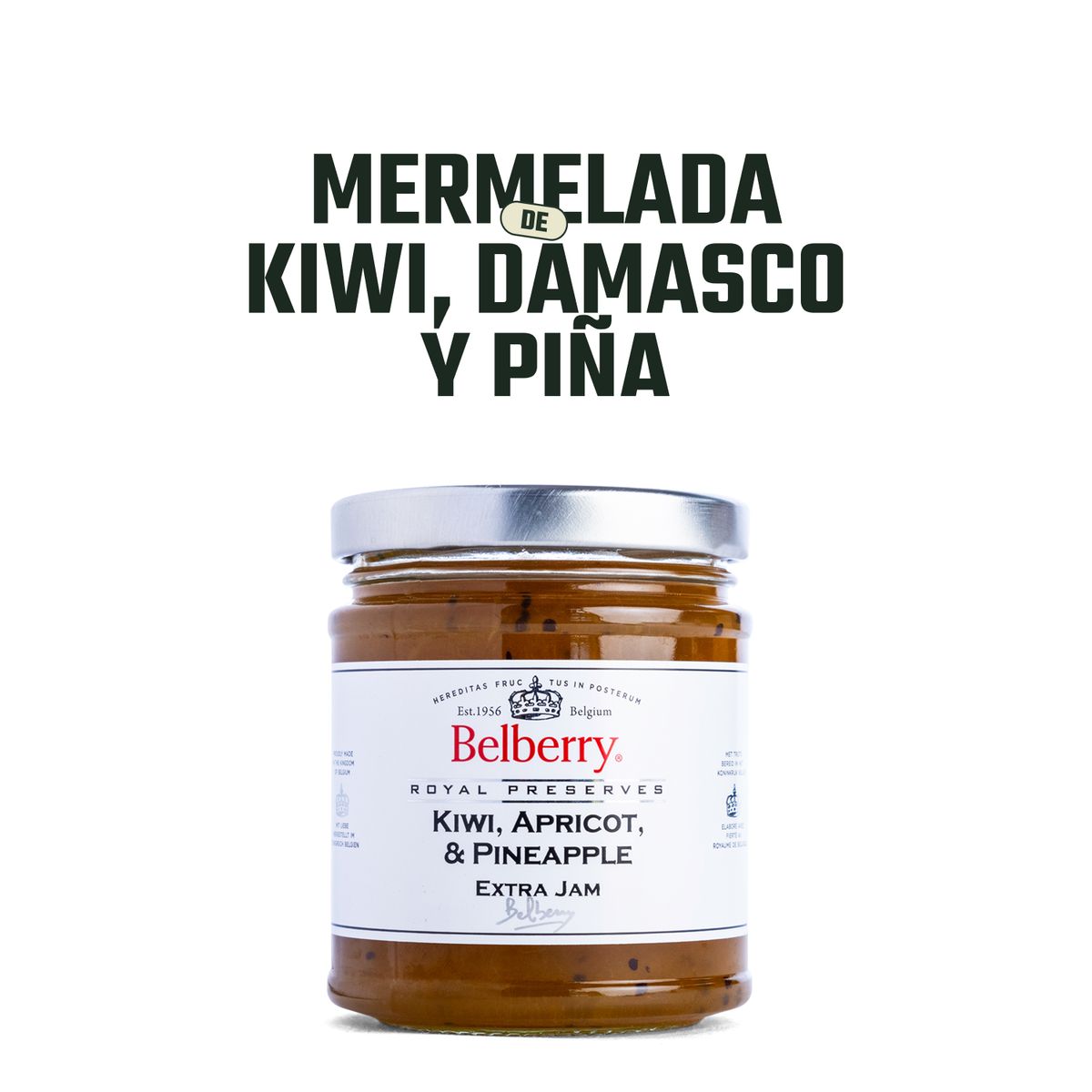 BELBERRY - Mermelada de Kiwi, Damasco y Piña Belberry 1 x 215 gr