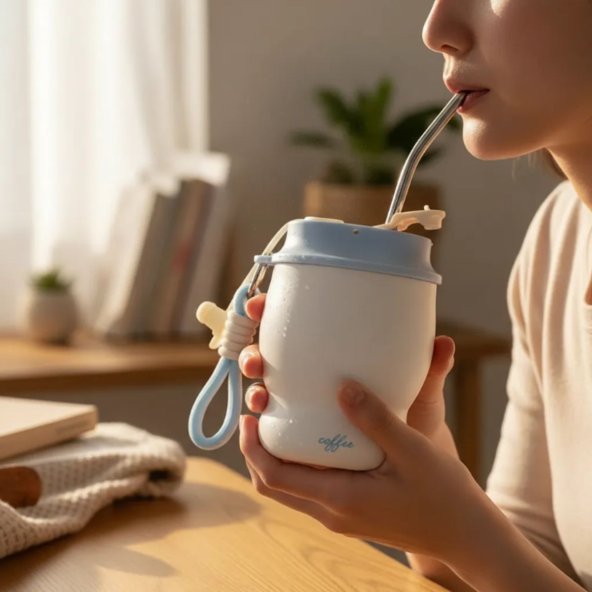 GENERICO - Vaso Térmico Para Café Acero Inoxidable 280ml Con Bombilla