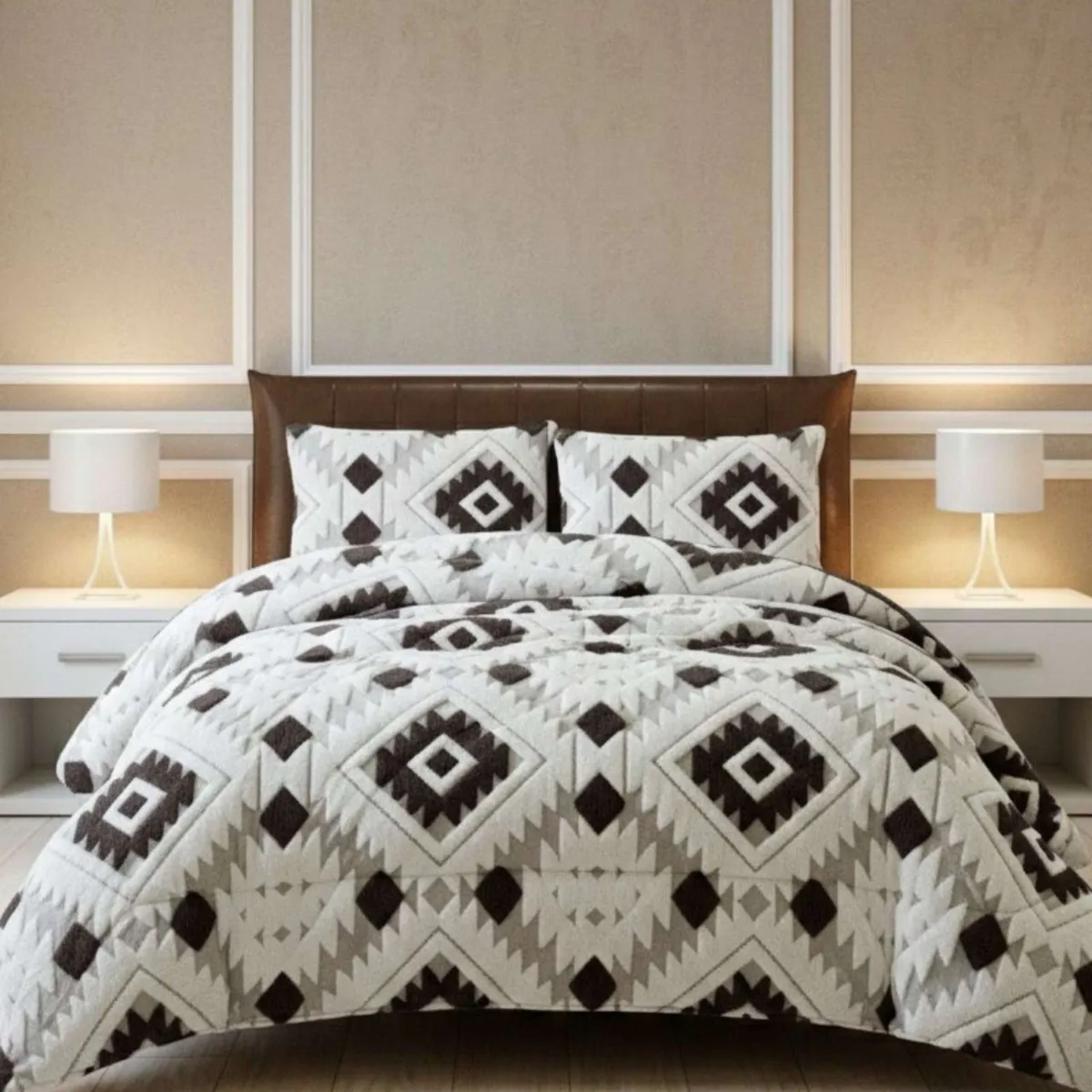 GENERICO - Cubrecama Chiporro Diseño Jacquard 2 plazas Otoño-Invierno