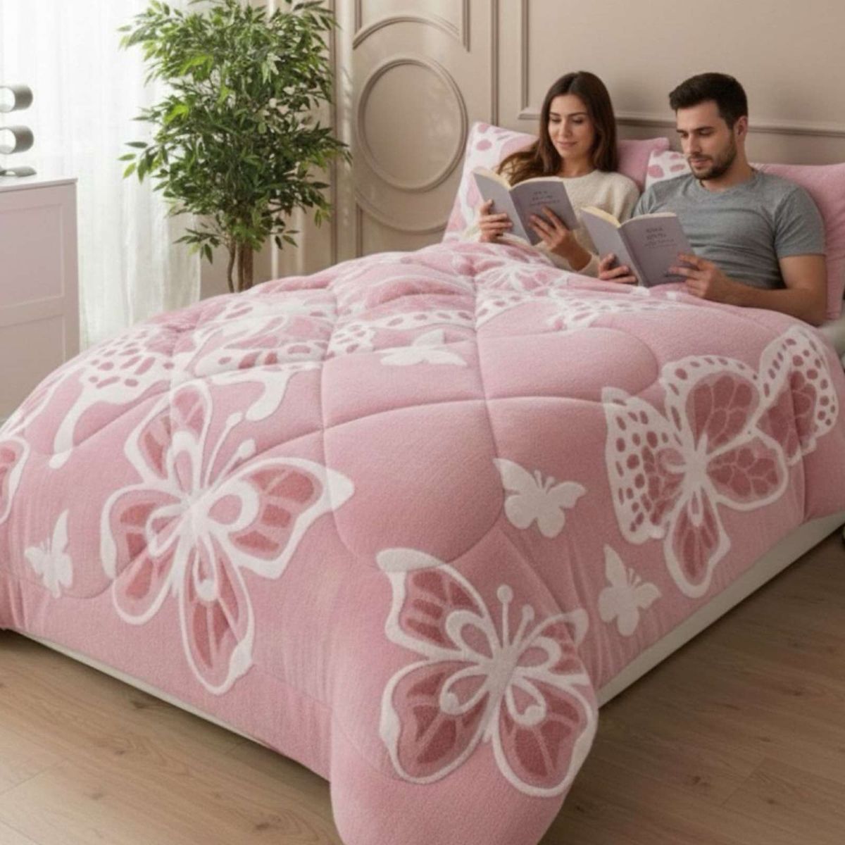 GENERICO - Cubrecama King Chiporro Diseño Mariposa Térmico Suave