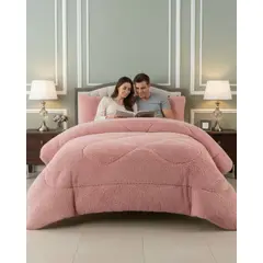 GENERICO - Plumón Cubrecama 2 plazas Sherpa Peludo Invierno Diseño Suave
