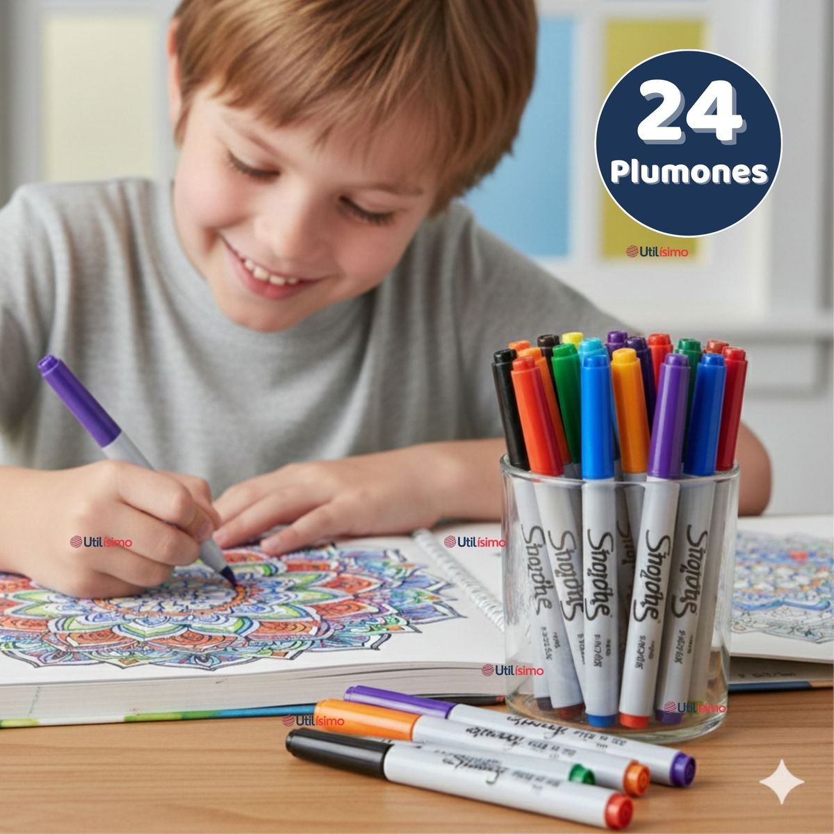 UTILISIMO - Set 24 Plumones Sharpie Punta Fina Marcadores Colores Surtidos