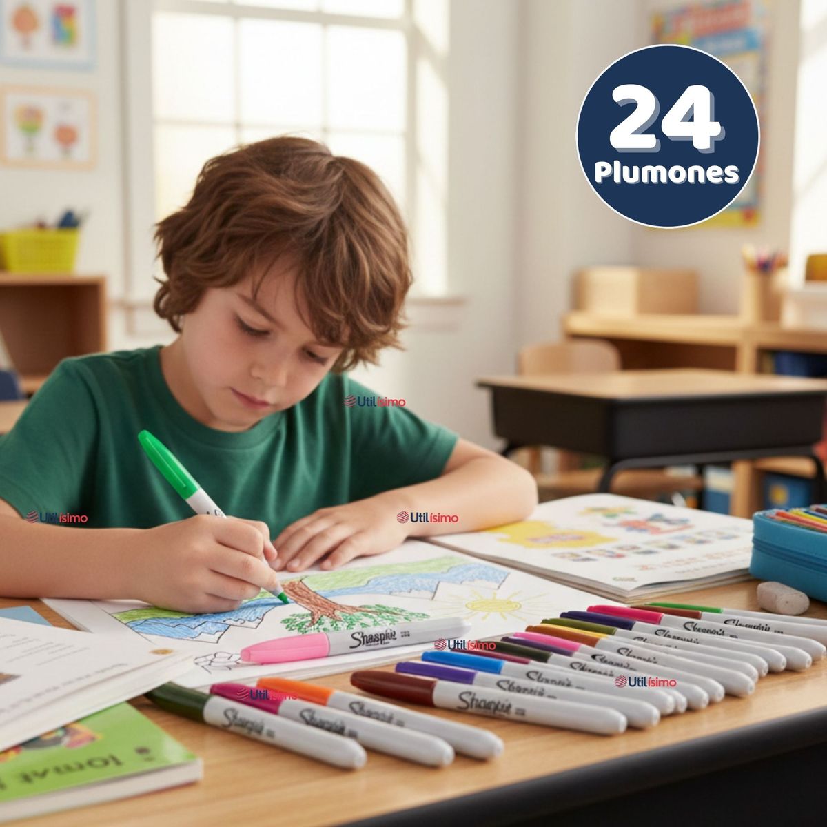 UTILISIMO - Set 24 Plumones Sharpie Punta Fina Marcadores Colores Surtidos