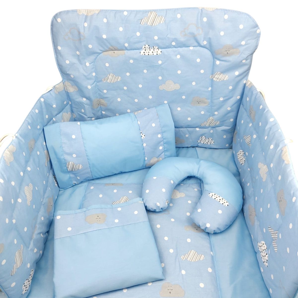 GENERICO - Set Para Cuna Estandar Celeste Nubes
