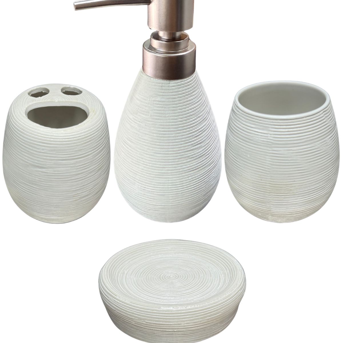 GENERICO - Set Accesorios De Baño 4 Piezas Cerámica Blanco 380ML