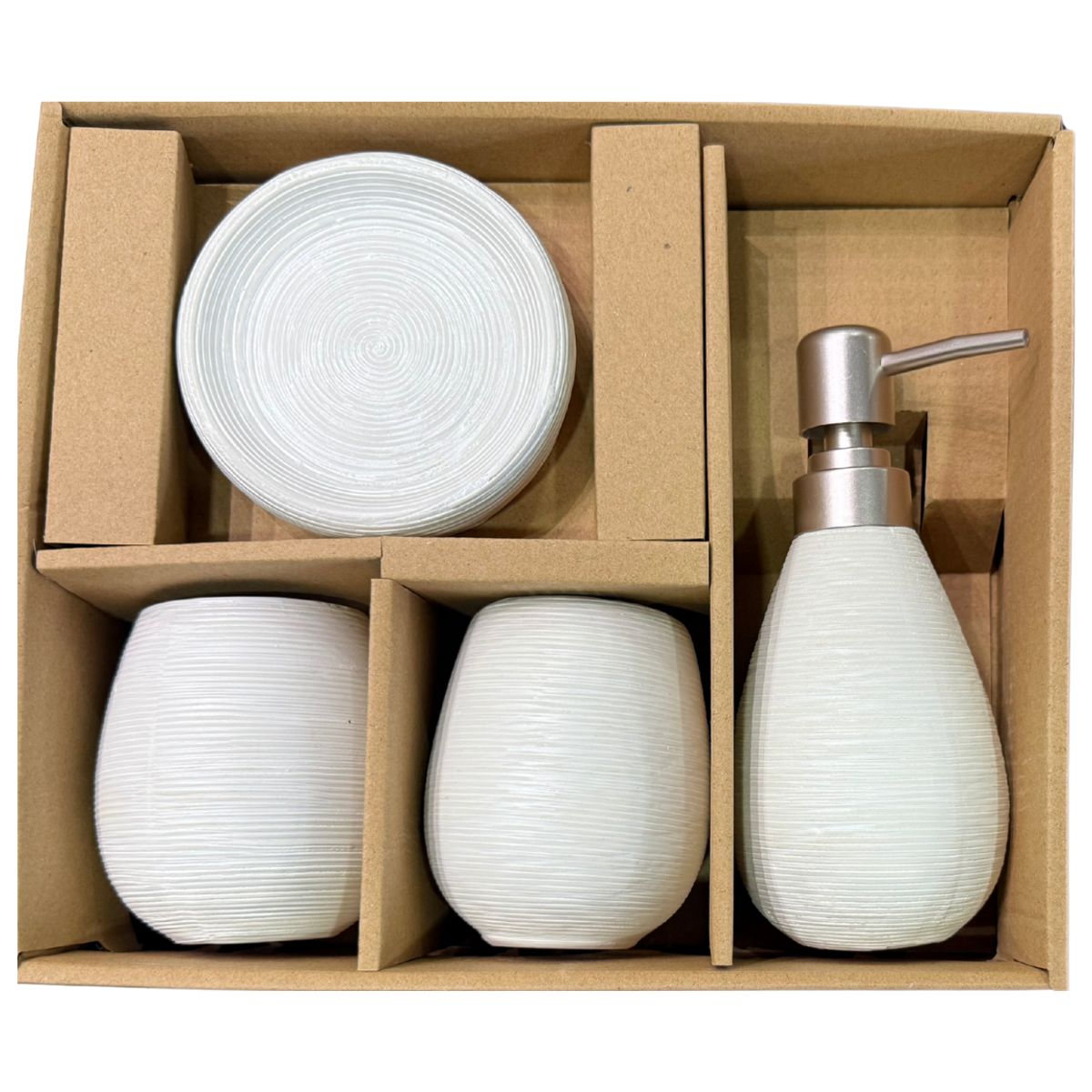 GENERICO - Set Accesorios De Baño 4 Piezas Cerámica Blanco 380ML