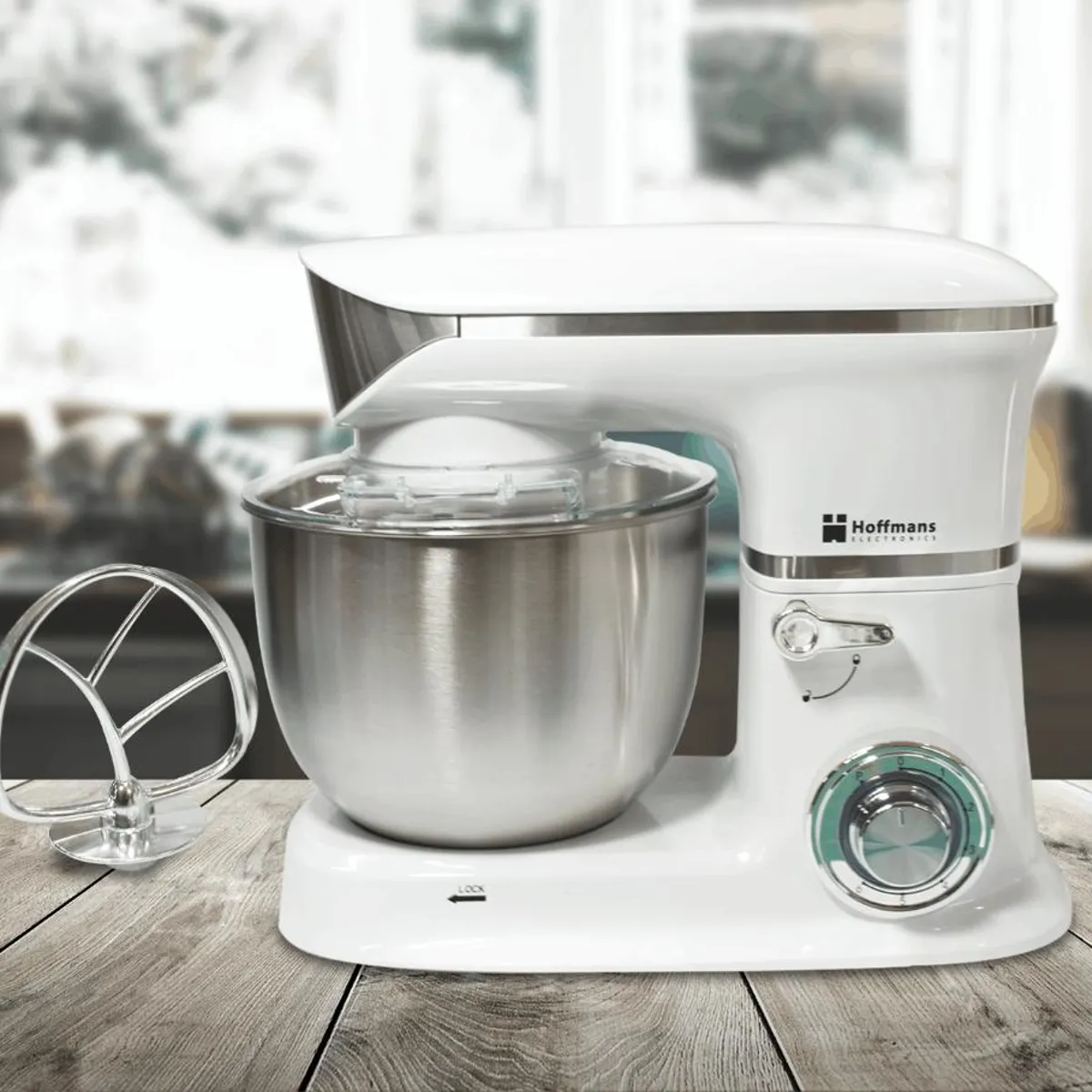 HOFMANN - Batidora Amasadora Planetaria 1200W 6 Litros Pedestal Blanca