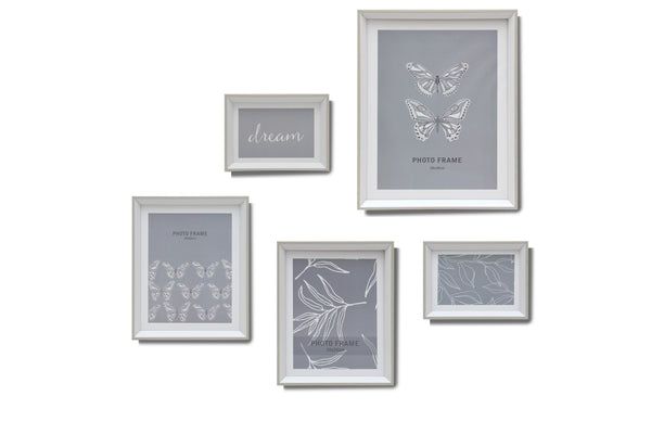 Marco Set 5 unidades madera 2 13x18 - 2 20x25 - 1 28x35 Blanco