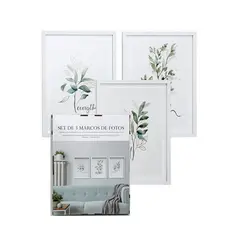 VGO - Marco Set 3 unidades madera 3 30x40 Blanco