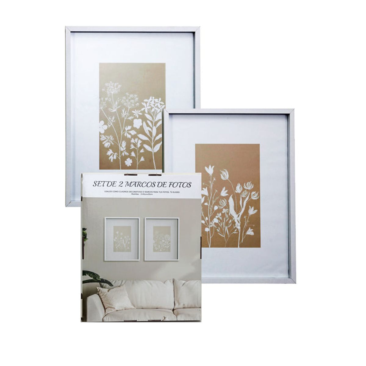 VGO - Marco Set 2 unidades madera 2 40x50  Blanco Vgo