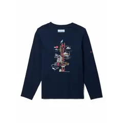 COLUMBIA - Polera ML Niño Dobson Pass Graphic Azul