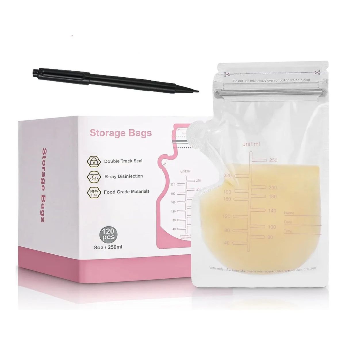 GENERICO - Bolsas de Almacenamiento de Leche Materna 250ml Antiderrame BPA Free